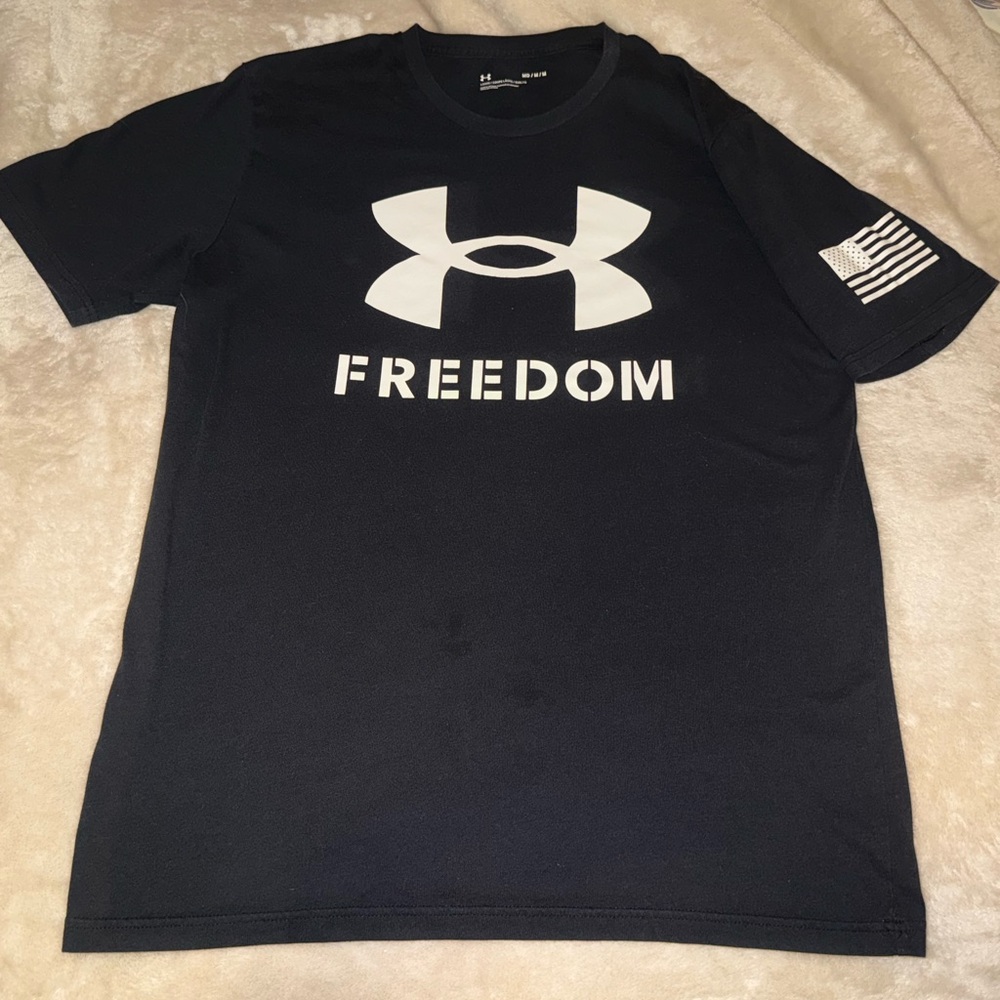 Under Armour Freedom Tactical Shirt American Flag Medium Black Military Veteran